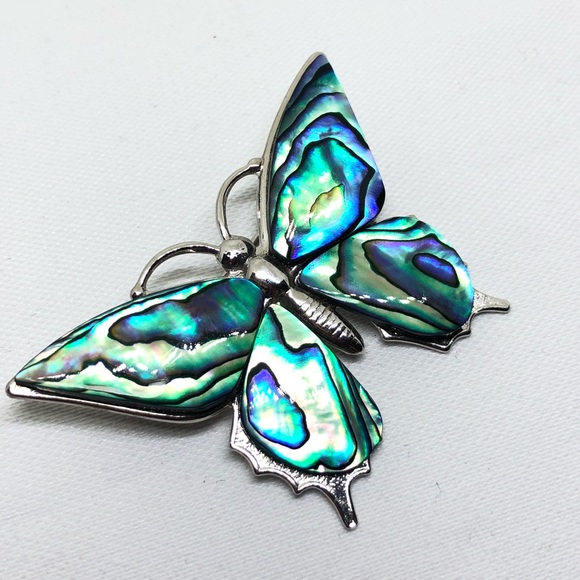 Vintage Jewelry - Vintage Silver & Abalone Butterfly Pin